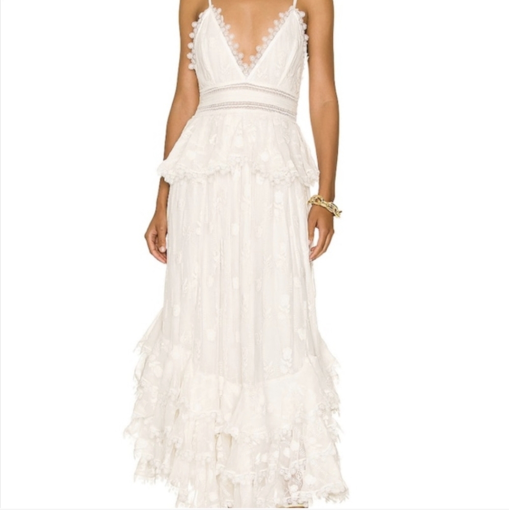 Rococo Sand White Maxi Dress Large